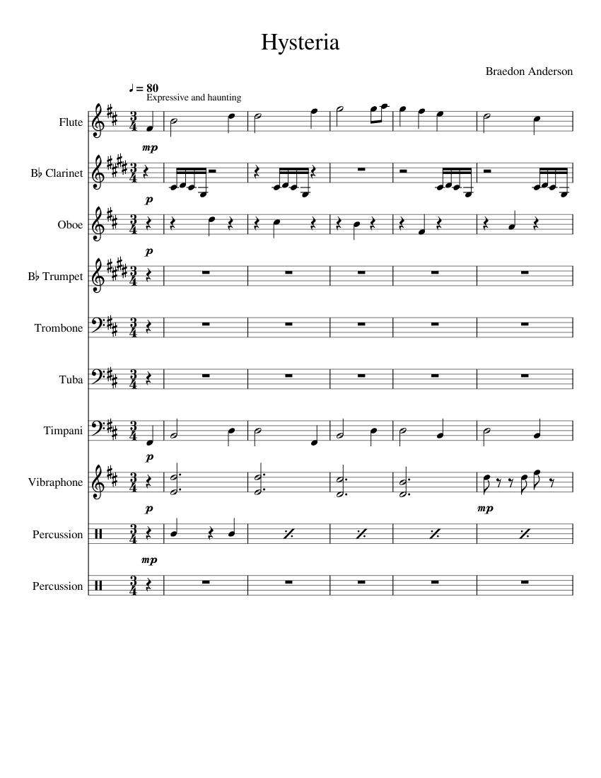 Hysteria Sheet music for Trombone, Tuba, Flute, Oboe & more instruments