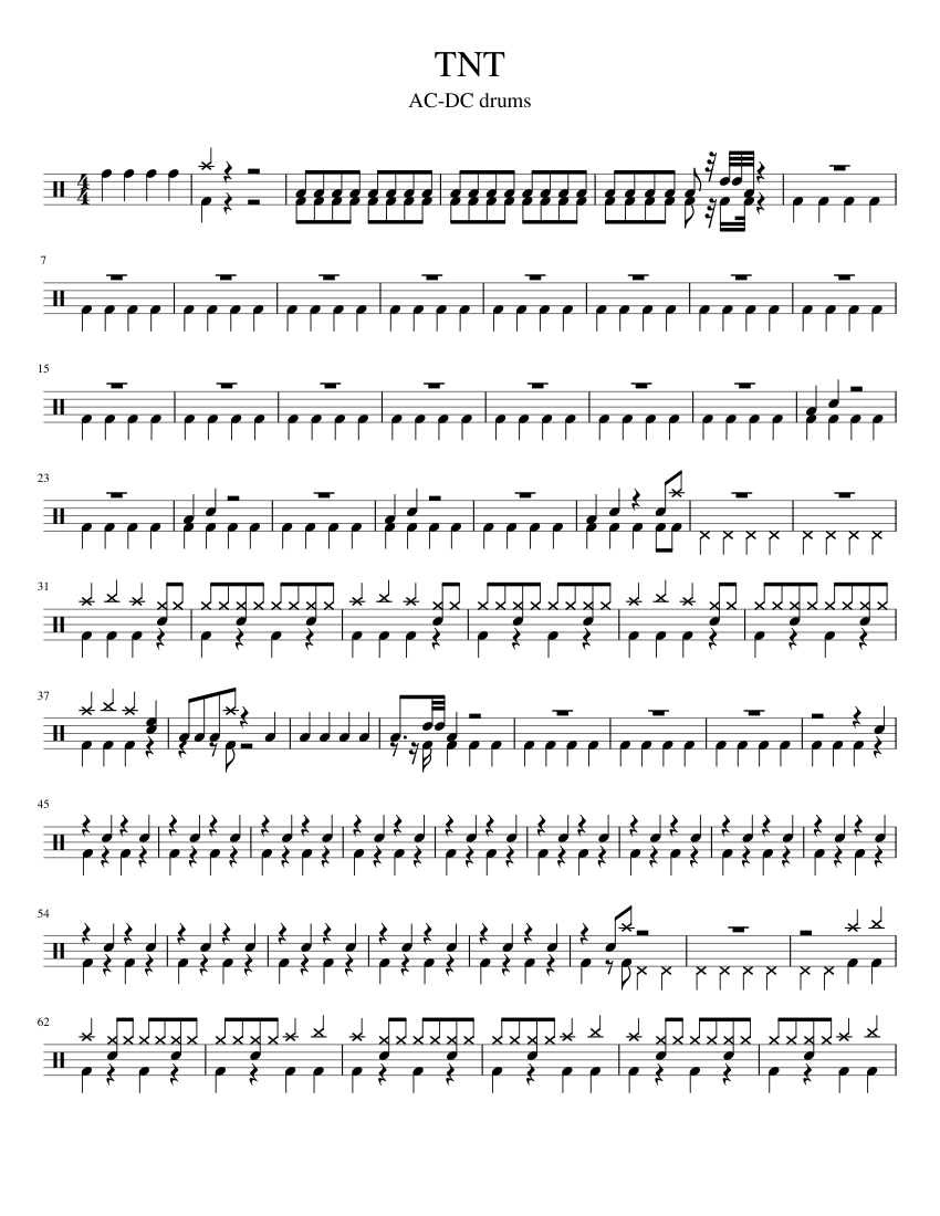 Drums for TNT Sheet Music for Drum group (Solo) | MuseScore.com