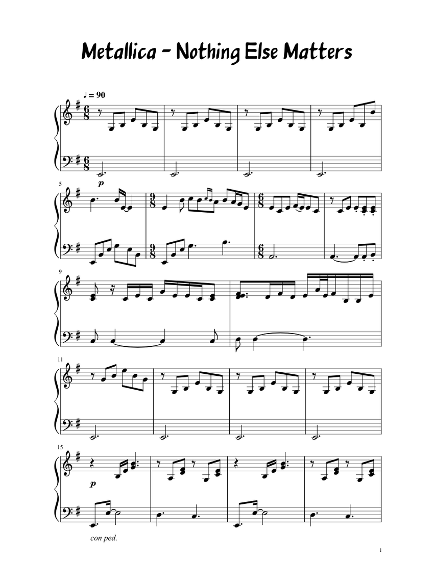 Metallica - Nothing Else Matters Sheet music for Piano (Solo) |  Musescore.com