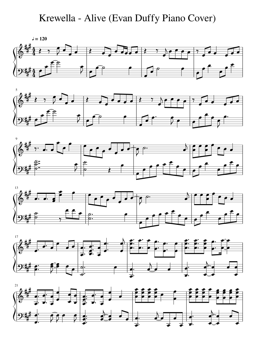 Krewella - Alive (Evan Duffy Piano Cover) Sheet music for (Solo) | Musescore.com