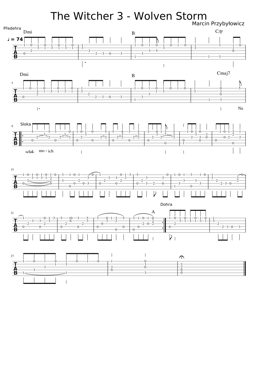 Wolven Storm (Priscilla's Song) - tab Sheet music for Guitar (Solo) |  Musescore.com