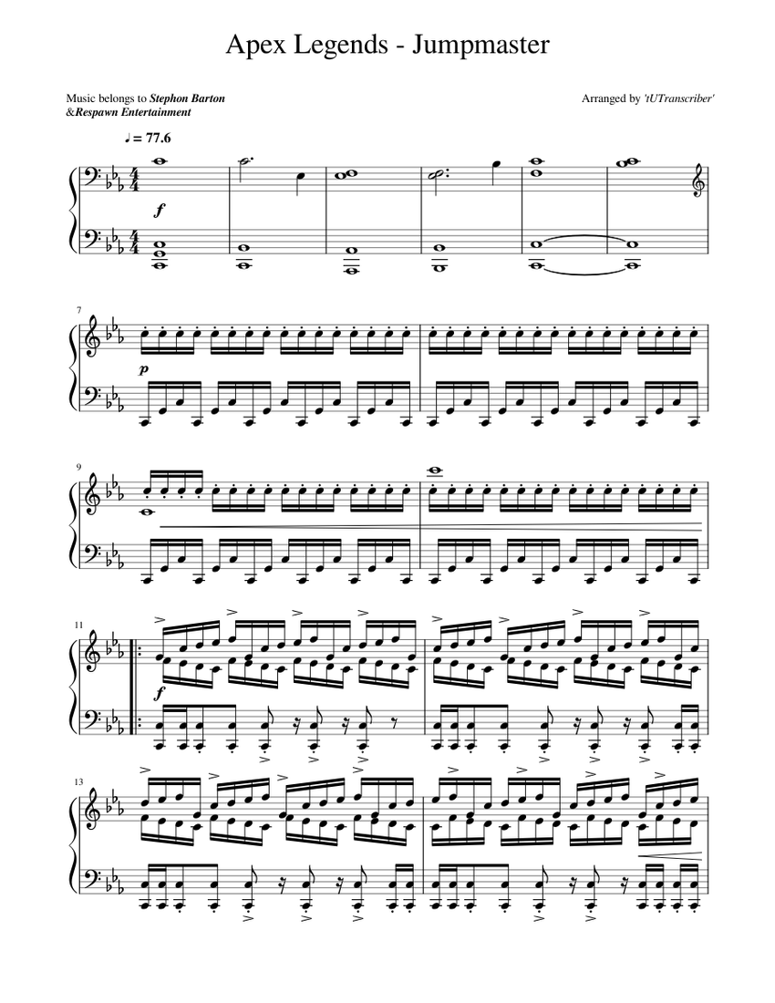 Apex Legends - Jump Master (PIANO SOLO) Sheet music for Piano (Solo ...