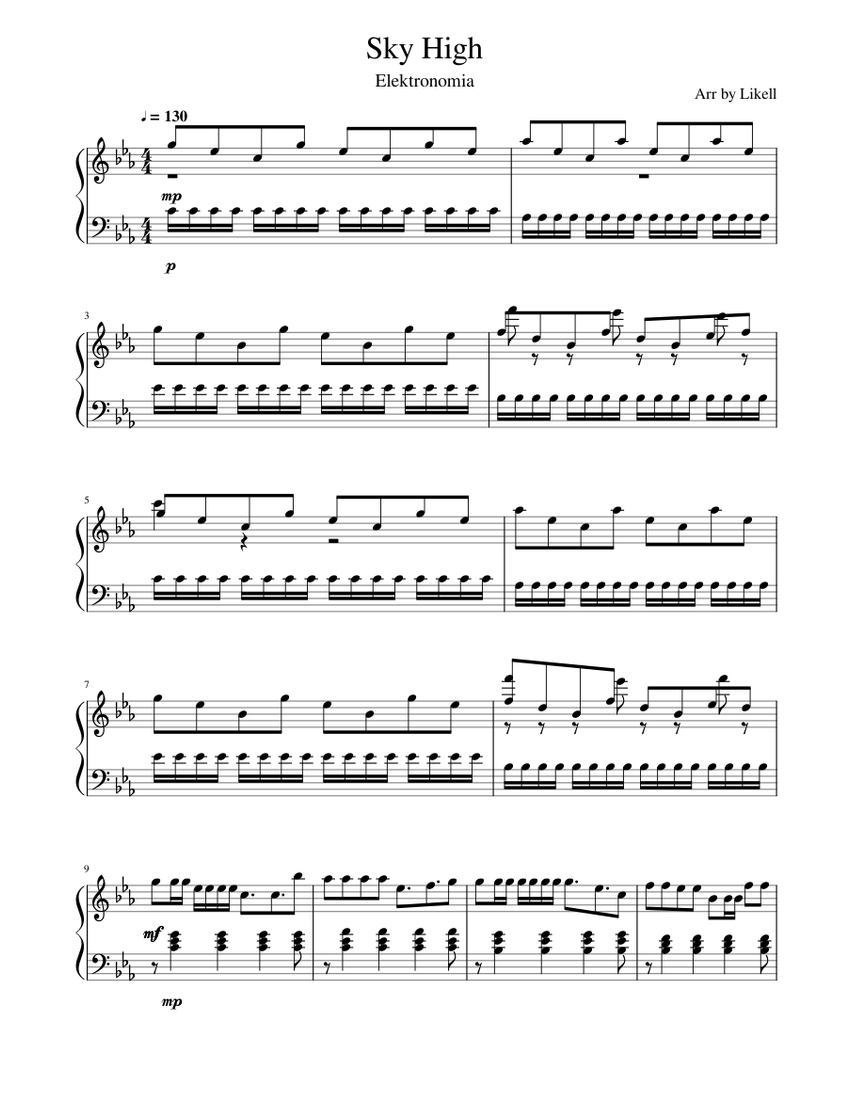 Elektronomia - Sky high Sheet music for Piano (Solo) | Musescore.com