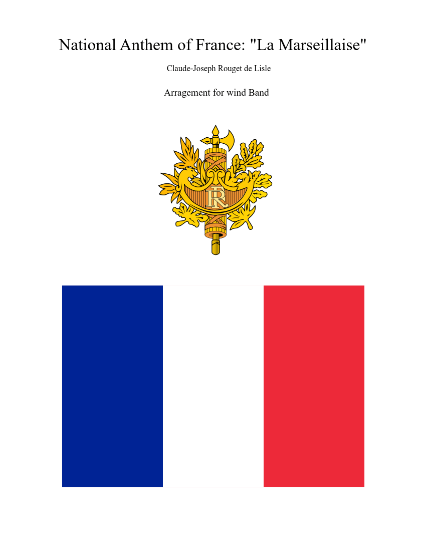 National Anthem of France, "La Marseillaise" Sheet music for Trombone,  Tuba, Flute, Oboe & more instruments (Mixed Ensemble) | Musescore.com