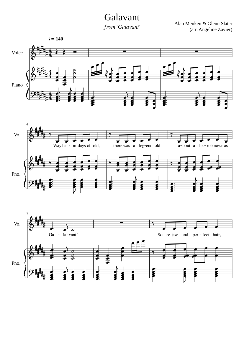 Galavant (Title Theme) – Alan Menken Sheet music for Piano, Voice ...