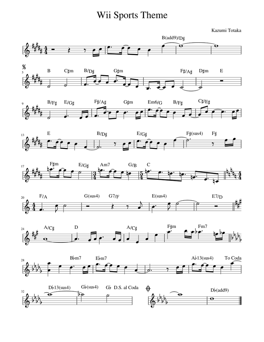 Wii Sports Theme Sheet music for Piano (Solo) | Musescore.com