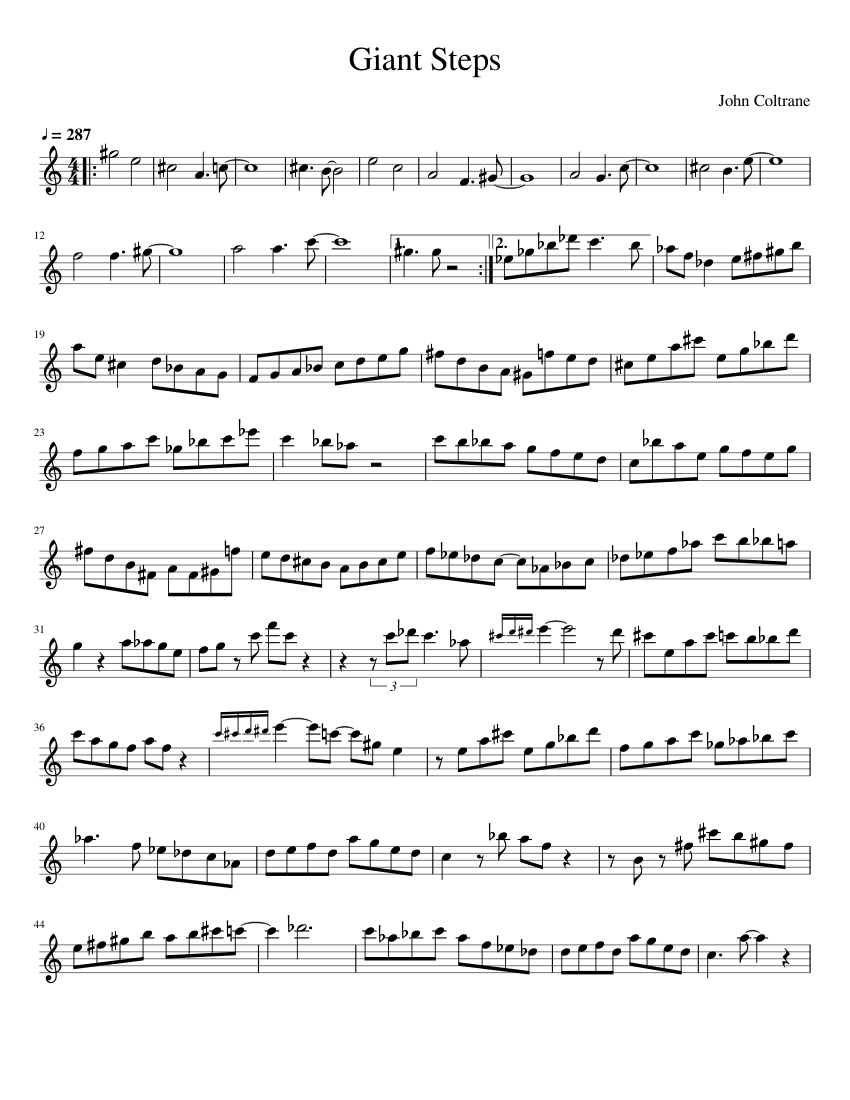 Giant Steps Sheet Music For Saxophone Tenor Solo Musescore Com