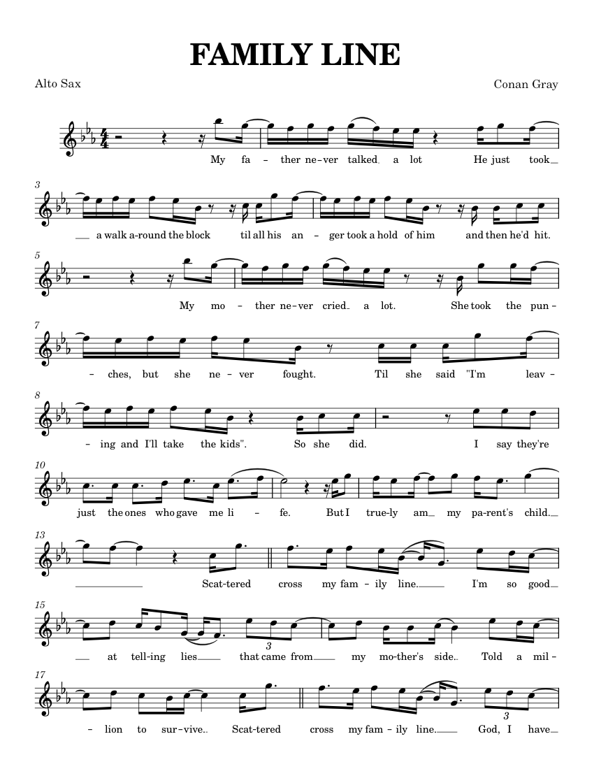 Family Line Conan Gray Alto Sax Sheet music for Saxophone alto (Solo