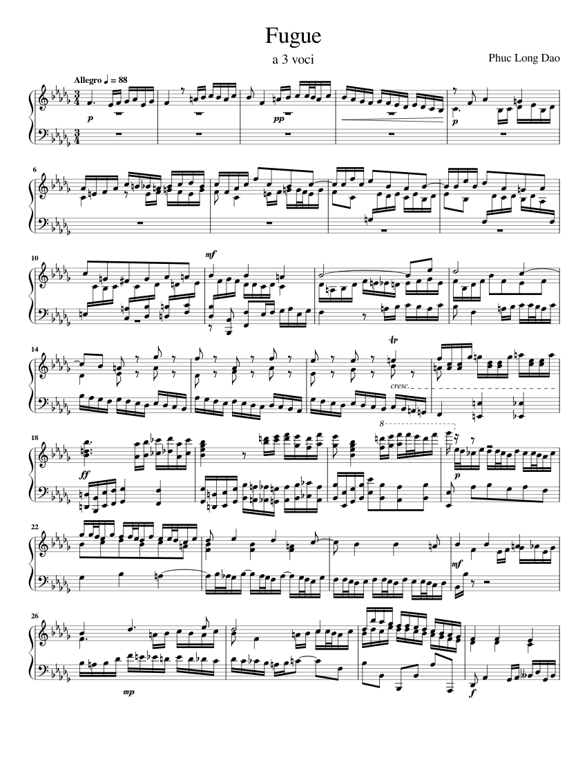 Fugue No. 22 In B-flat Minor (a 3 Voci) - WORK IN PROGRESS Sheet Music ...