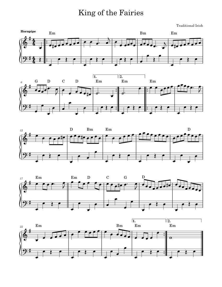 King Of The Fairies – Irish Hornpipe Sheet music for Accordion (Solo ...