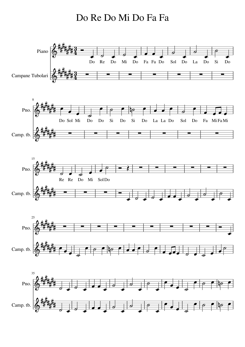Do Re Do Mi Do Fa Fa Sheet music for Piano, Tubular bells (Mixed Duet) |  Musescore.com