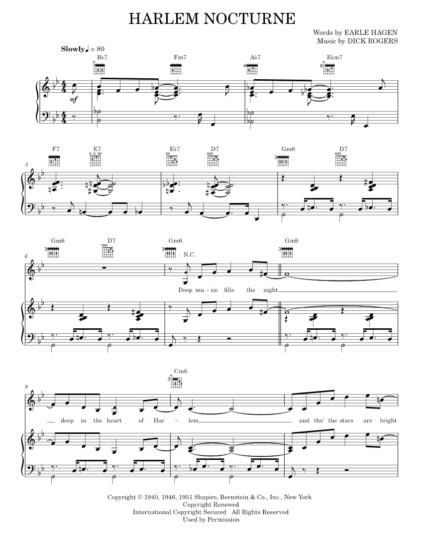 Play Official version of Harlem Nocturne Sheet Music by Dick Rogers for ...