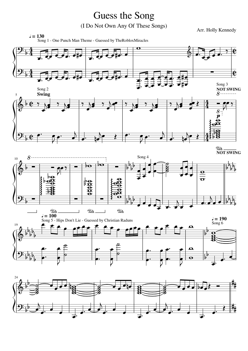 Guess The Song Sheet music for Piano (Solo) | Musescore.com
