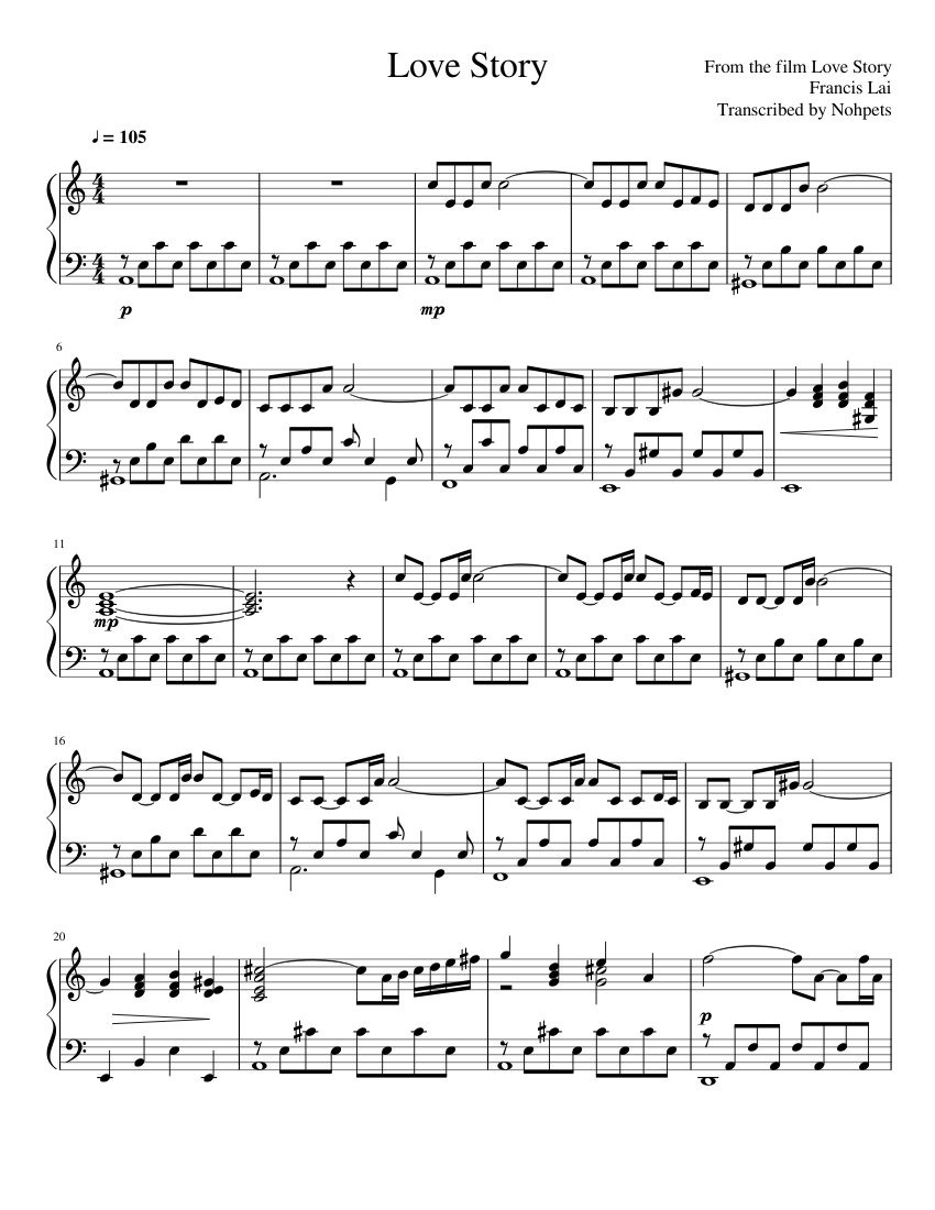 Love Story Sheet music for Piano (Solo) | Musescore.com