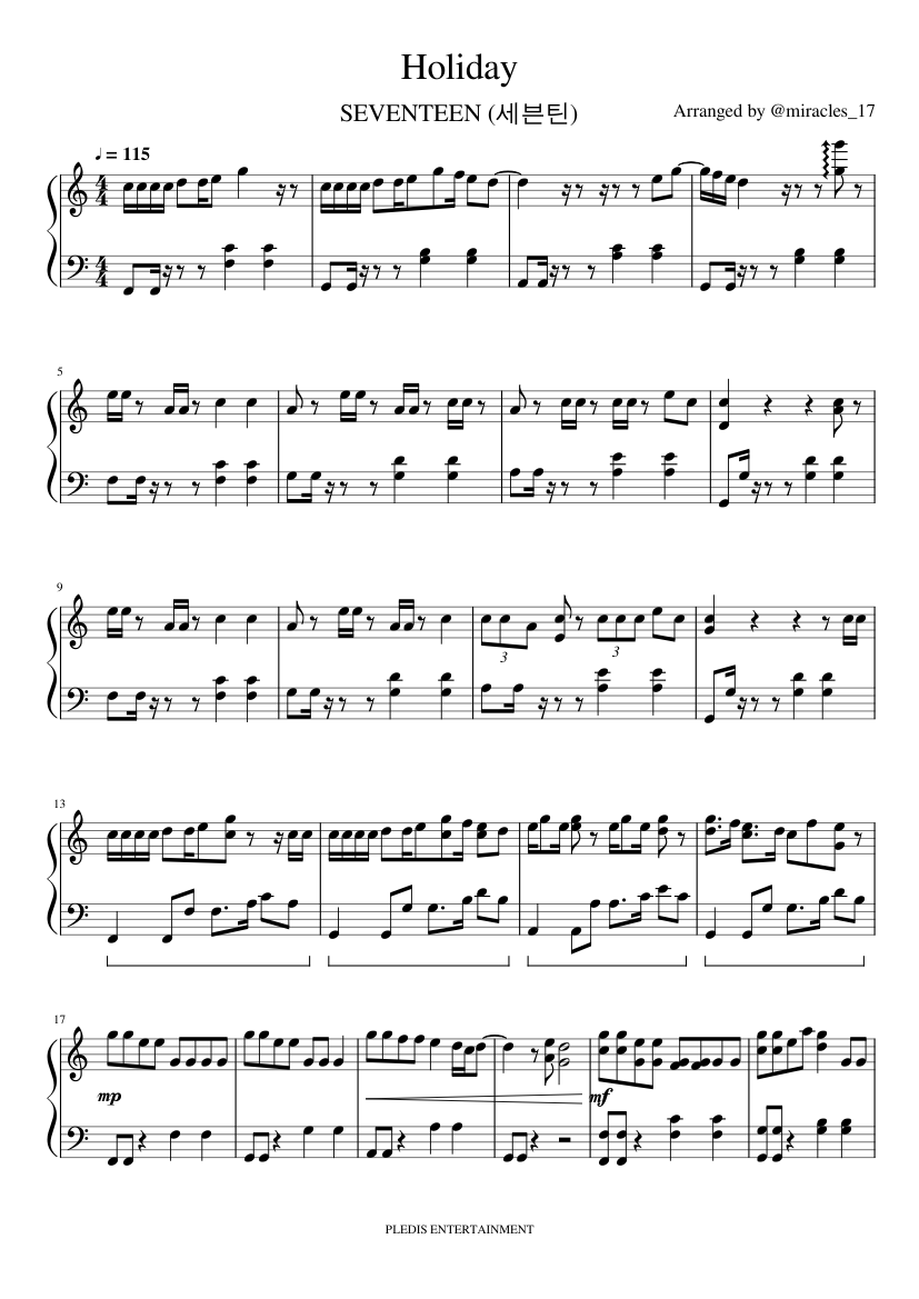 SEVENTEEN - Holiday Sheet Music for Piano (Solo) | MuseScore.com