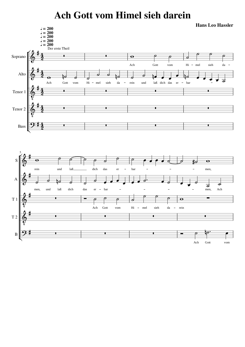 Ach Gott vom Himel sieh darein (polyphonic) (not to be confused with the 4-part chorale harmonization)