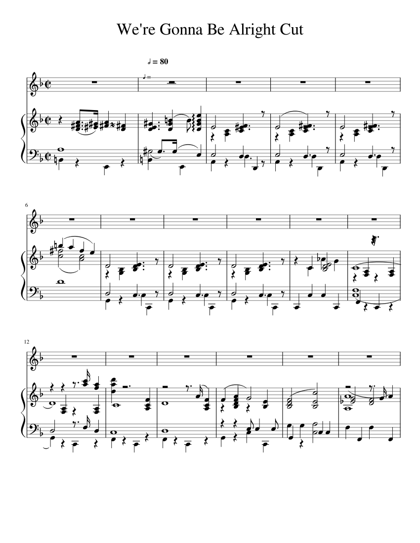 We're Gonna Be Alright Cut Sheet music for Piano, Vocals (Piano-Voice) |  Musescore.com