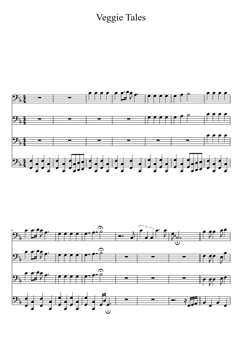 Veggie Tales Theme Sheet music for Trombone (Mixed Quartet) | Musescore.com