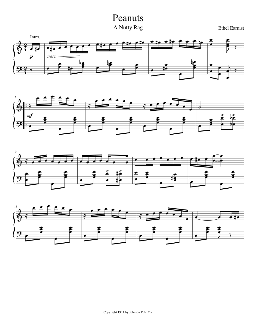 Peanuts (1911) Sheet music for Piano (Solo) | Musescore.com
