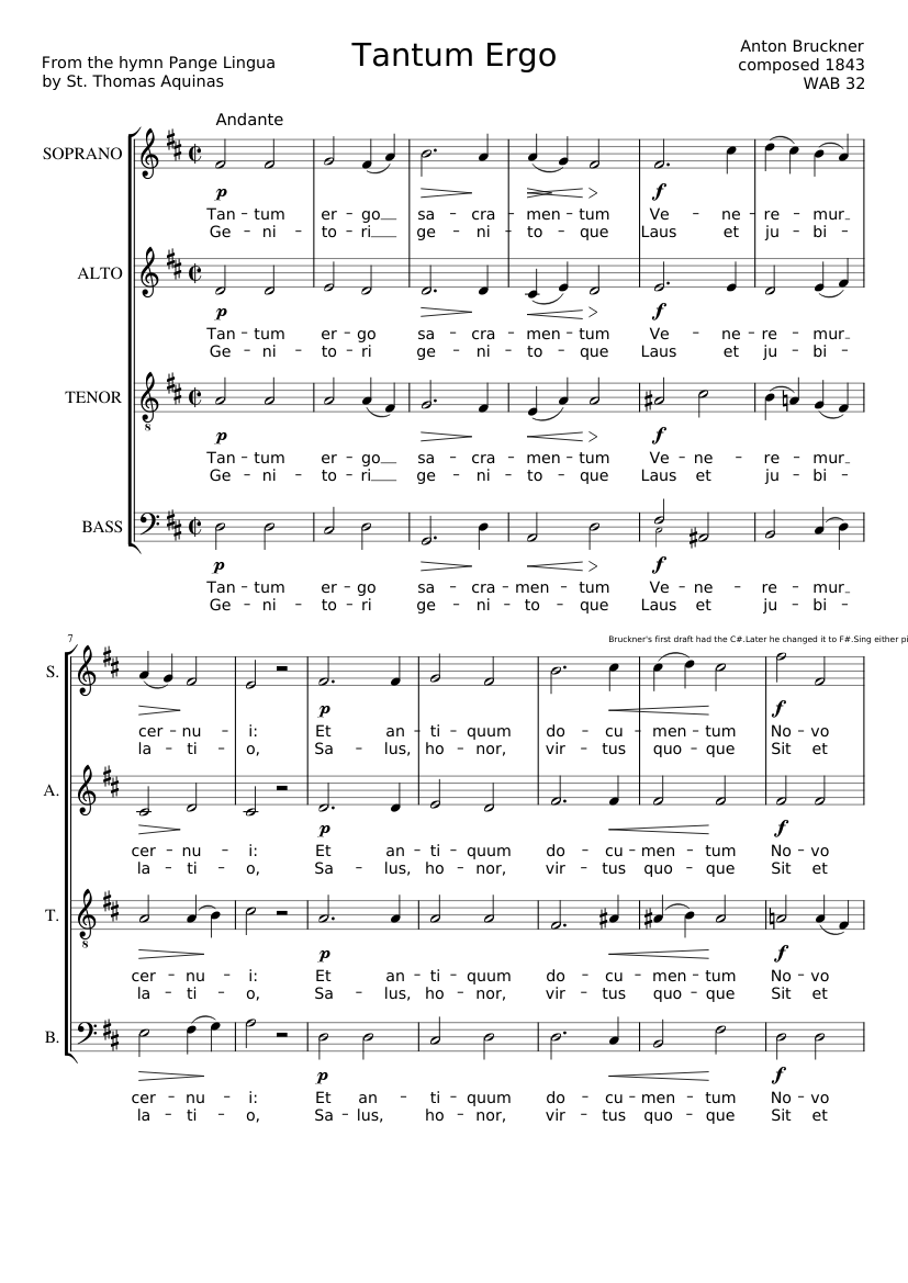 Tantum Ergo in D Major WAB 32