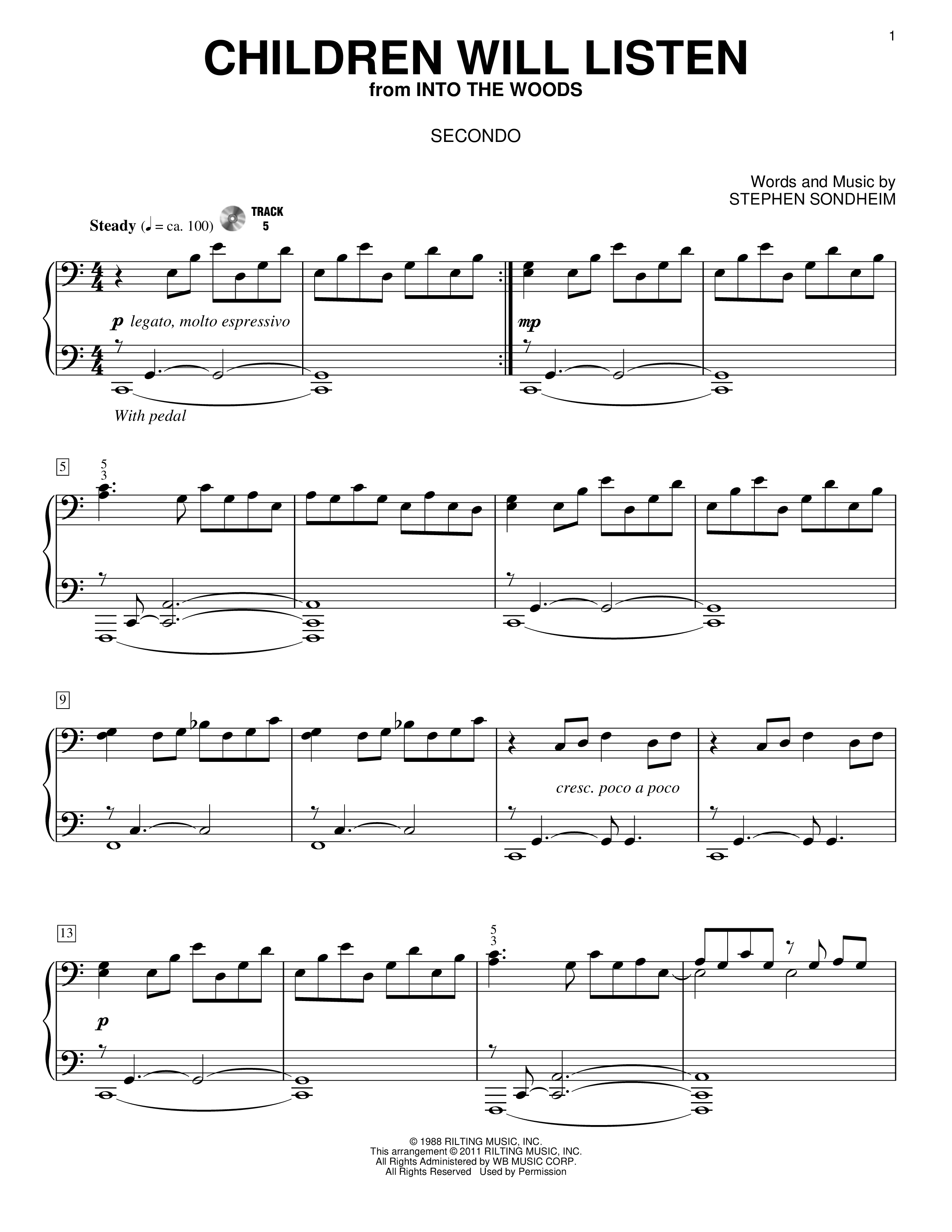 Play Official version of Children Will Listen (from Into The Woods) sheet  music by Stephen Sondheim for Piano | MuseScore.com