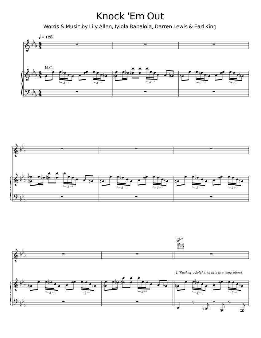 Knock 'Em Out - Lily Allen Sheet Music with Chords for Piano ...
