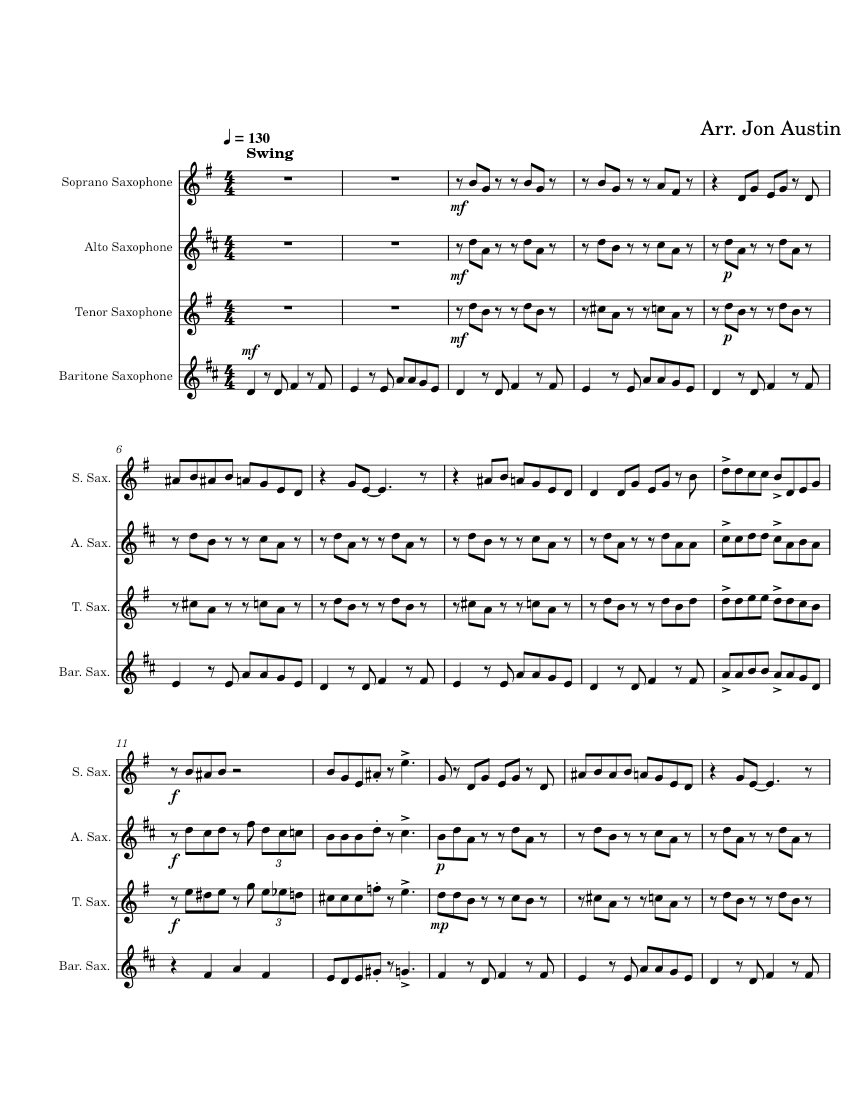 Santa baby Sheet music for Saxophone alto, Saxophone tenor, Saxophone