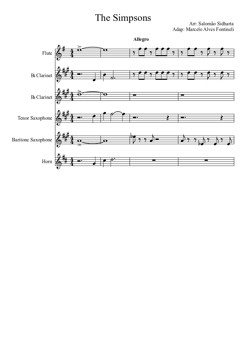 The Simpsons Sheet music for Flute, Clarinet other (Mixed Trio) |  Musescore.com