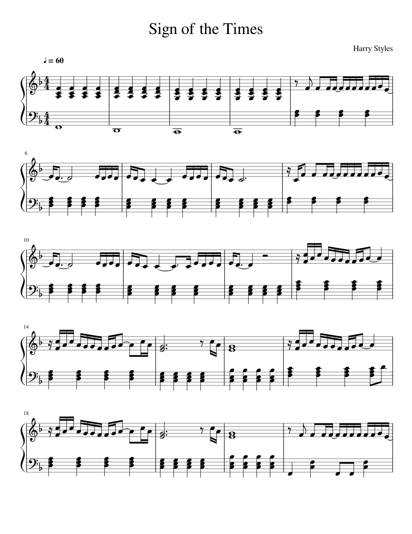 Sign of the Times Sheet music for Piano (Solo) | Musescore.com