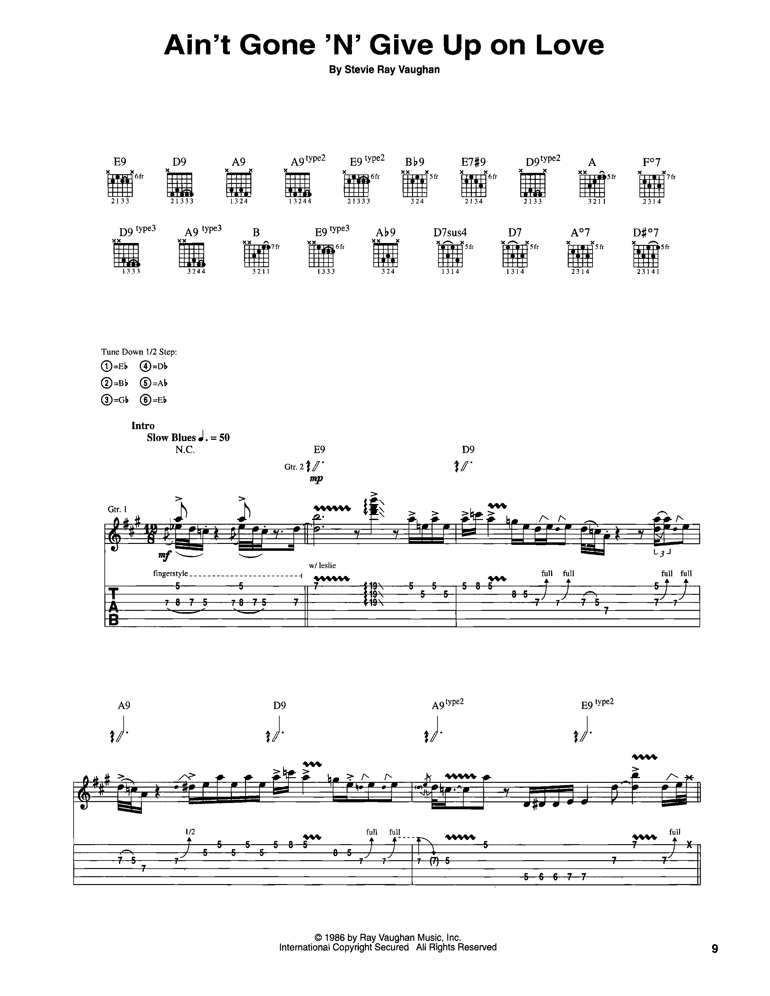 Ain't Gone 'n' Give Up On Love の公式楽譜を演奏する by Stevie Ray