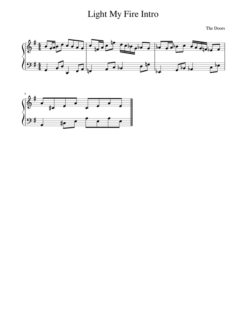 Light My Fire (Intro) - The Doors Sheet music for Piano (Solo) |  Musescore.com