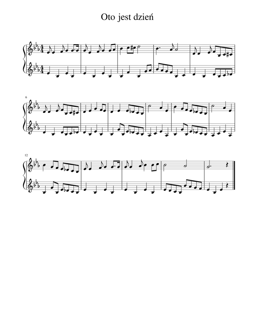 Oto Jest Dzien Sheet Music For Piano Solo Musescore Com