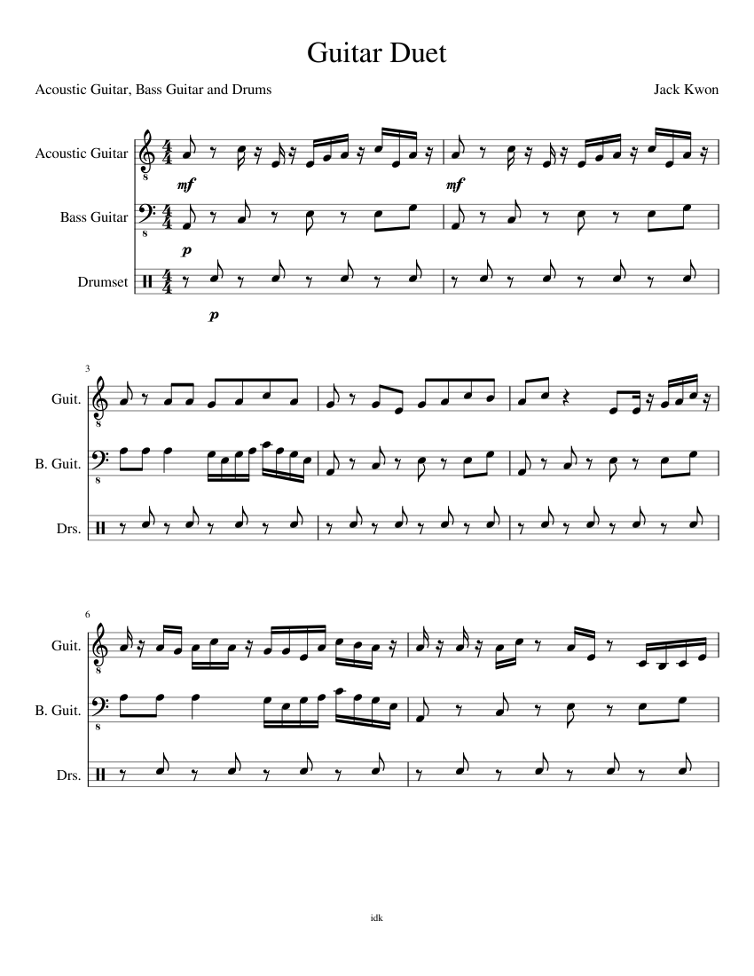 guitar Sheet music for Drum Group, Bass, Guitar (Mixed Trio) | Download