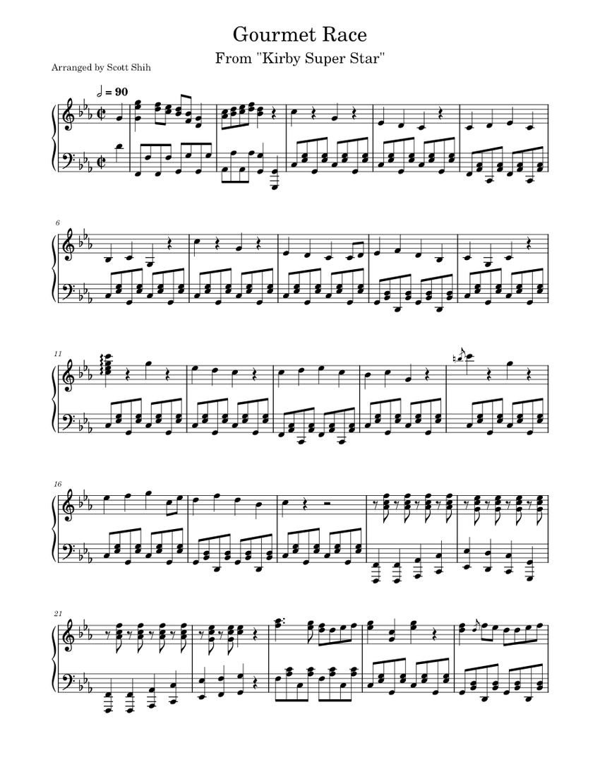 Gourmet Race - Kirby SuperStat Sheet music for Piano (Solo) | Musescore.com
