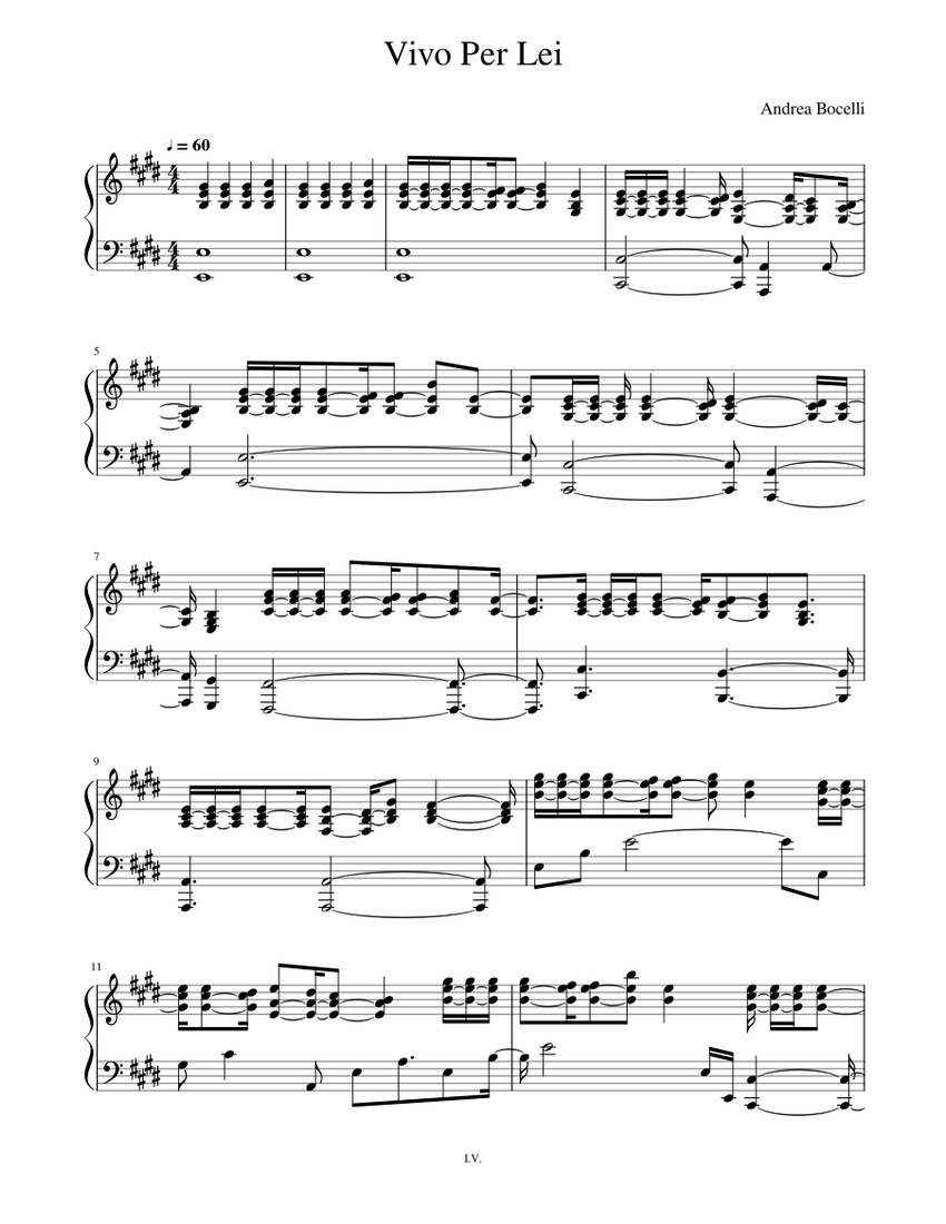 Vivo Per Lei Sheet music for Piano (Solo) | Musescore.com