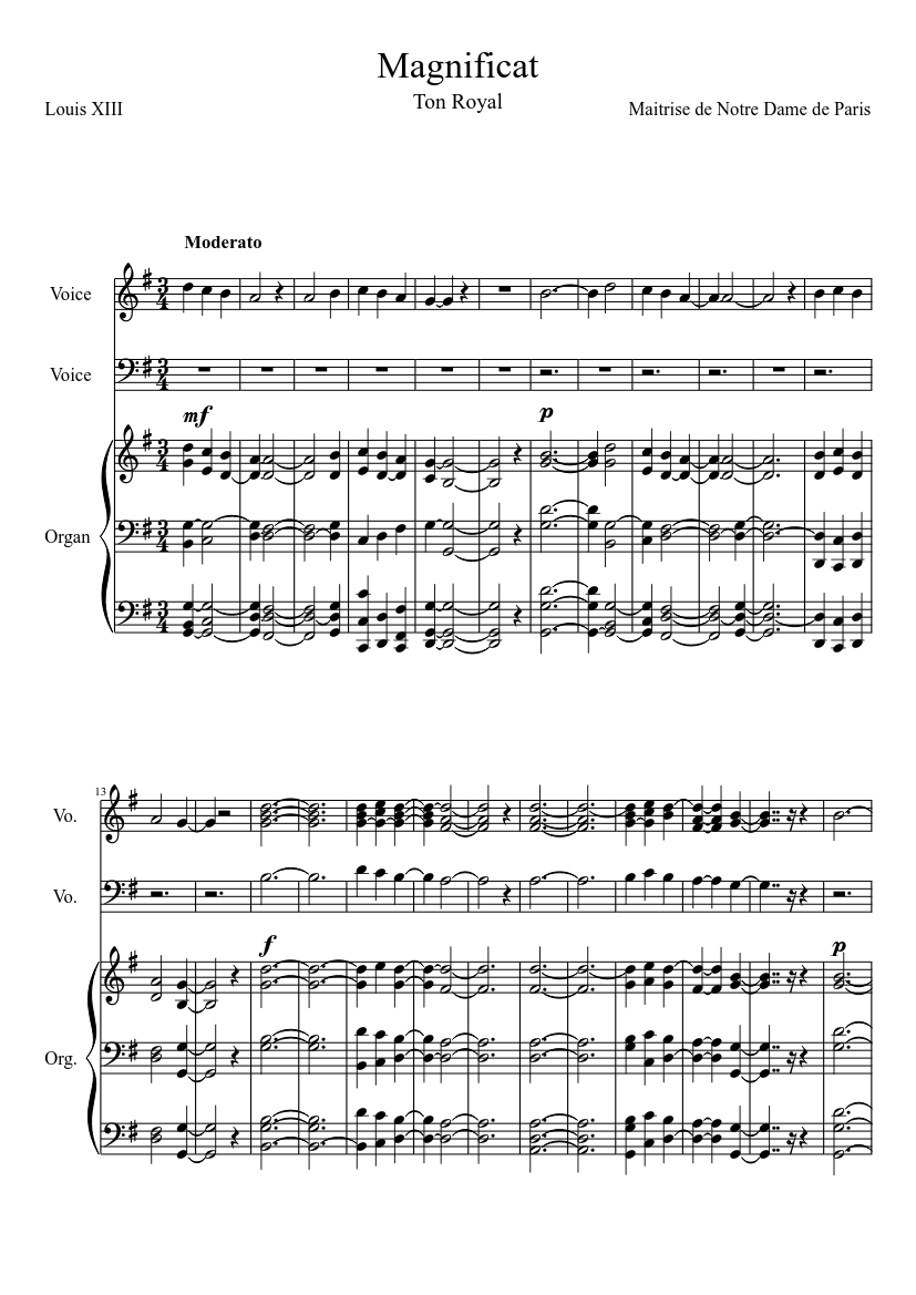 Magnificat - Ton Royal Sheet music for Organ, Voice (other) (Mixed Trio) |  Musescore.com