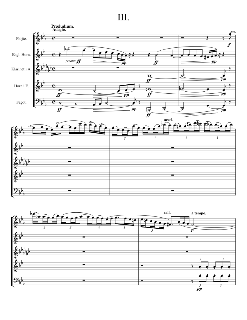 Theme and Variations from Nielsen's Wind Quintet Sheet music for Flute, Oboe, Bassoon, French