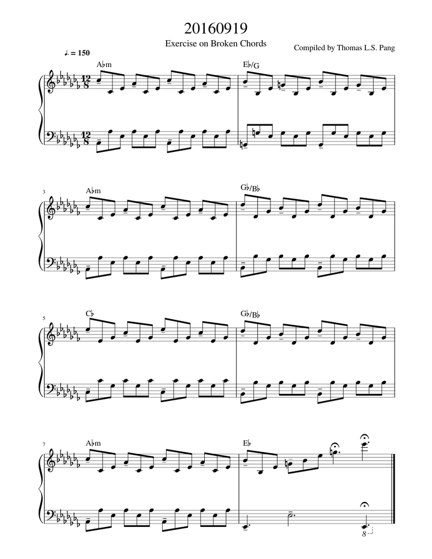 Random Exercise On Broken Chords Sheet Music For Piano Solo Random exercise on broken chords sheet music for piano solo