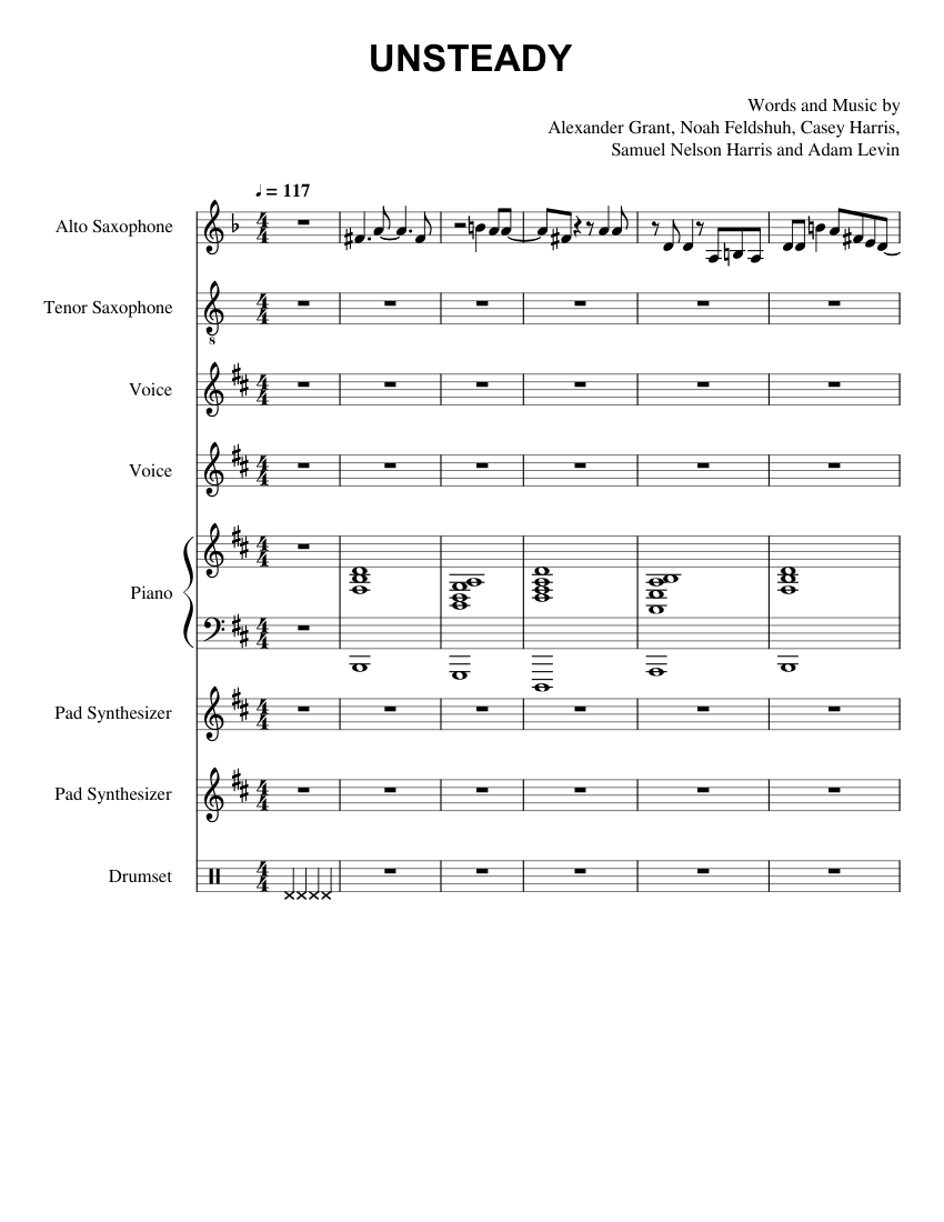 Unsteady X Ambassadors Sheet music for Piano, Drum Group
