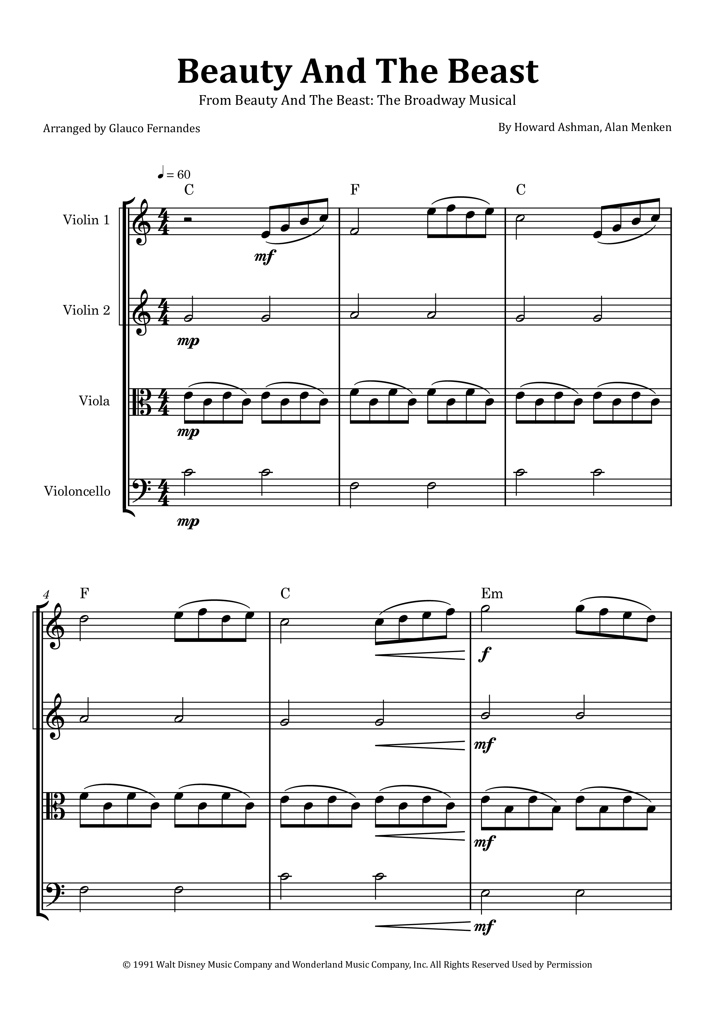 Play Official version of Beauty and the Beast Sheet Music by Alan