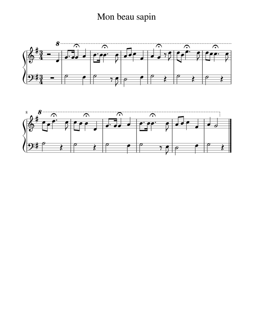 Mon Beau Sapin Facile Sheet Music For Piano Solo Musescore Com