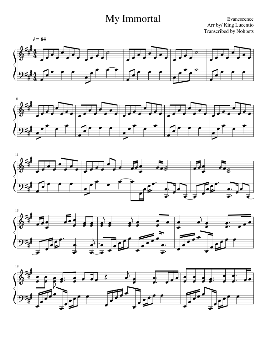 My Immortal Evanescence Sheet music for Piano (Solo) | Musescore.com