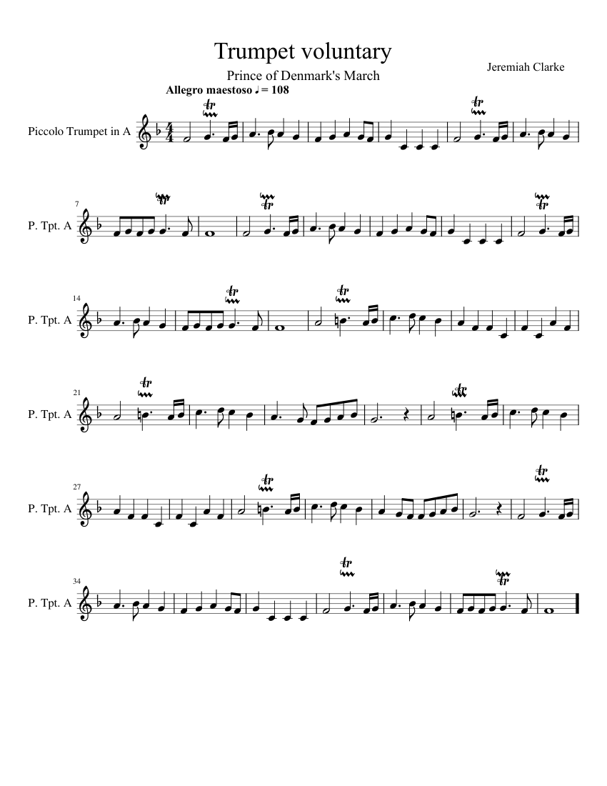 Trumpet Voluntary Sheet music for Trumpet piccolo (Solo)