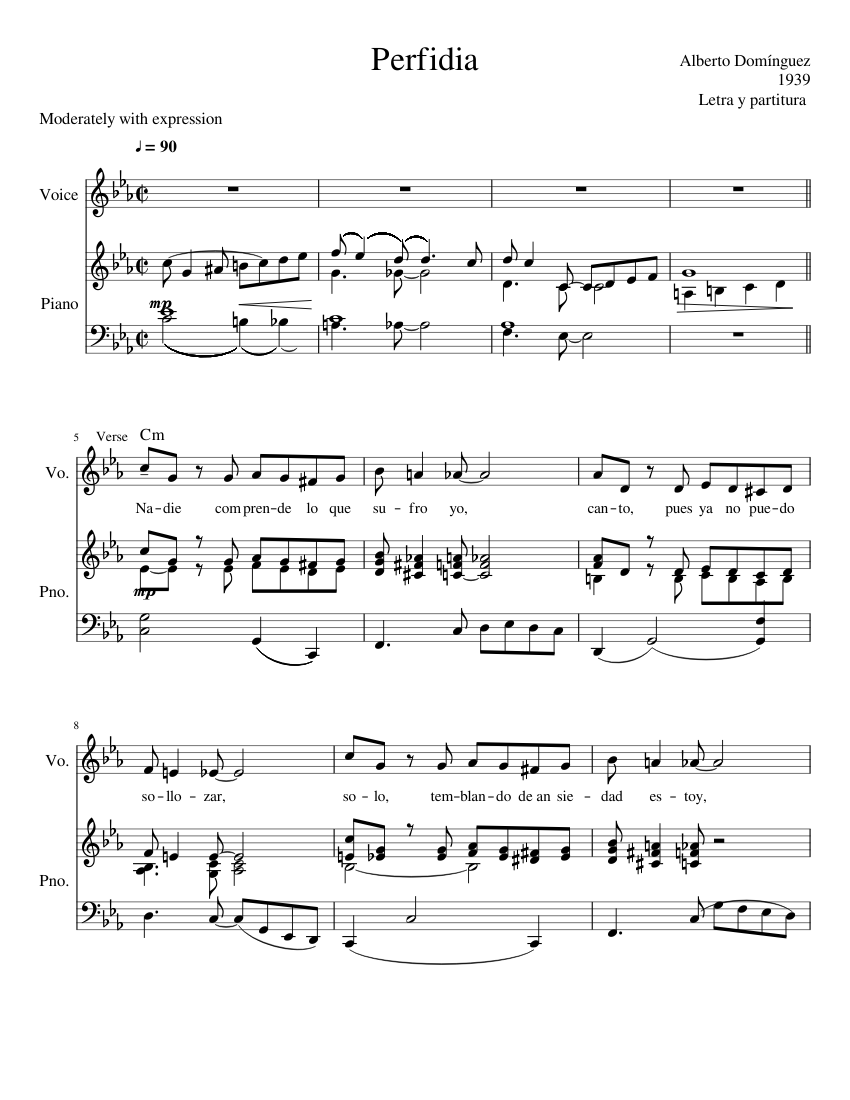 Perfidia Original1939 Sheet Music For Piano Vocals Piano Voice Musescore Com Pedro sánchez se ve obligado a malgastar la mitad de sus energías en eludir las zancadillas de los enemigos que tiene en casa. perfidia original1939 sheet music for