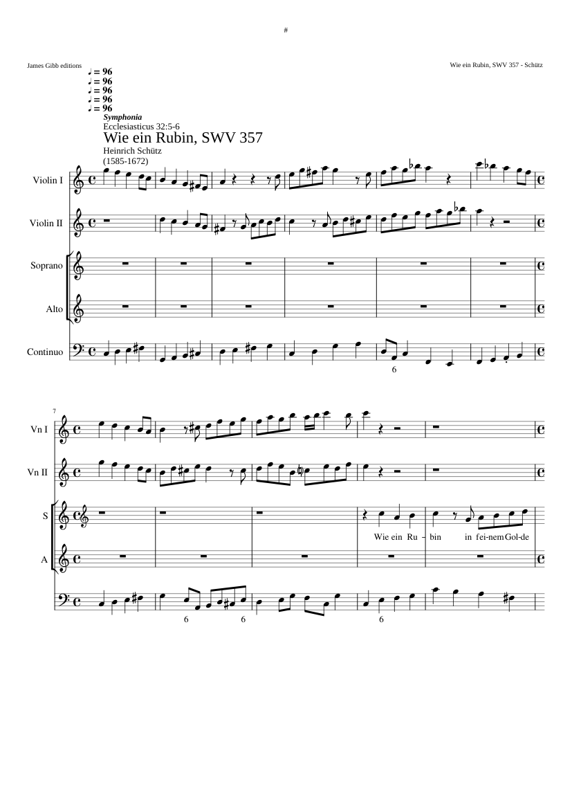 Wie ein Rubin in feinem Golde leuchtet SWV 357