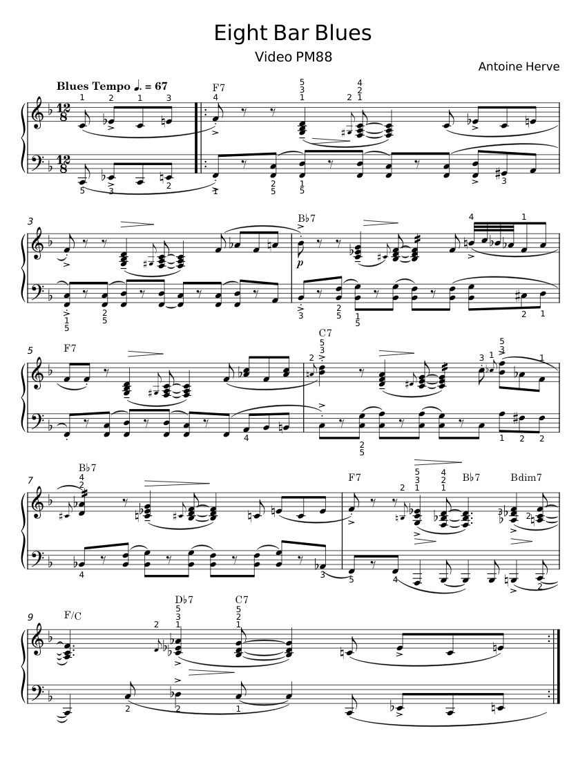 Eight Bar Blues - Antoine Hervé Sheet music for Piano (Solo ...