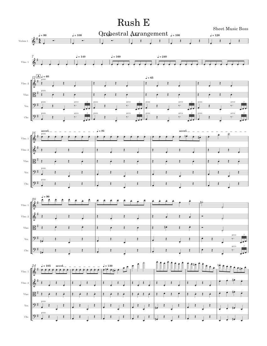 Rush E Sheet Music Boss Sheet music for Trombone, Tuba, Flute, Oboe
