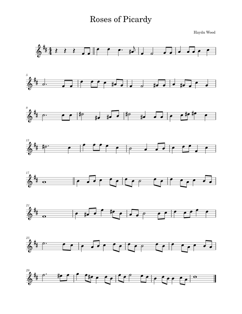 Roses of Picardy Haydn Wood Roses of Picardy Sheet music for Piano