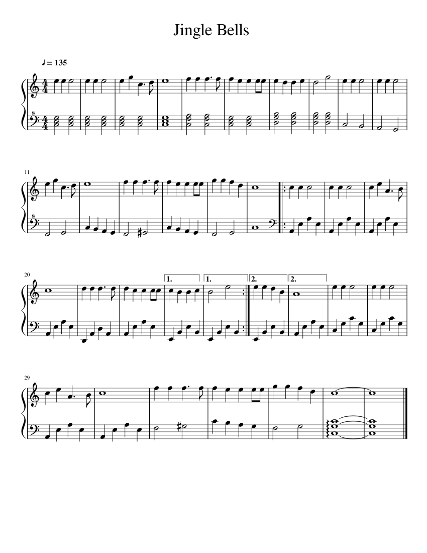Jingle Bells (Major to Minor Beginner Piano) Sheet music for Piano (Solo) Easy