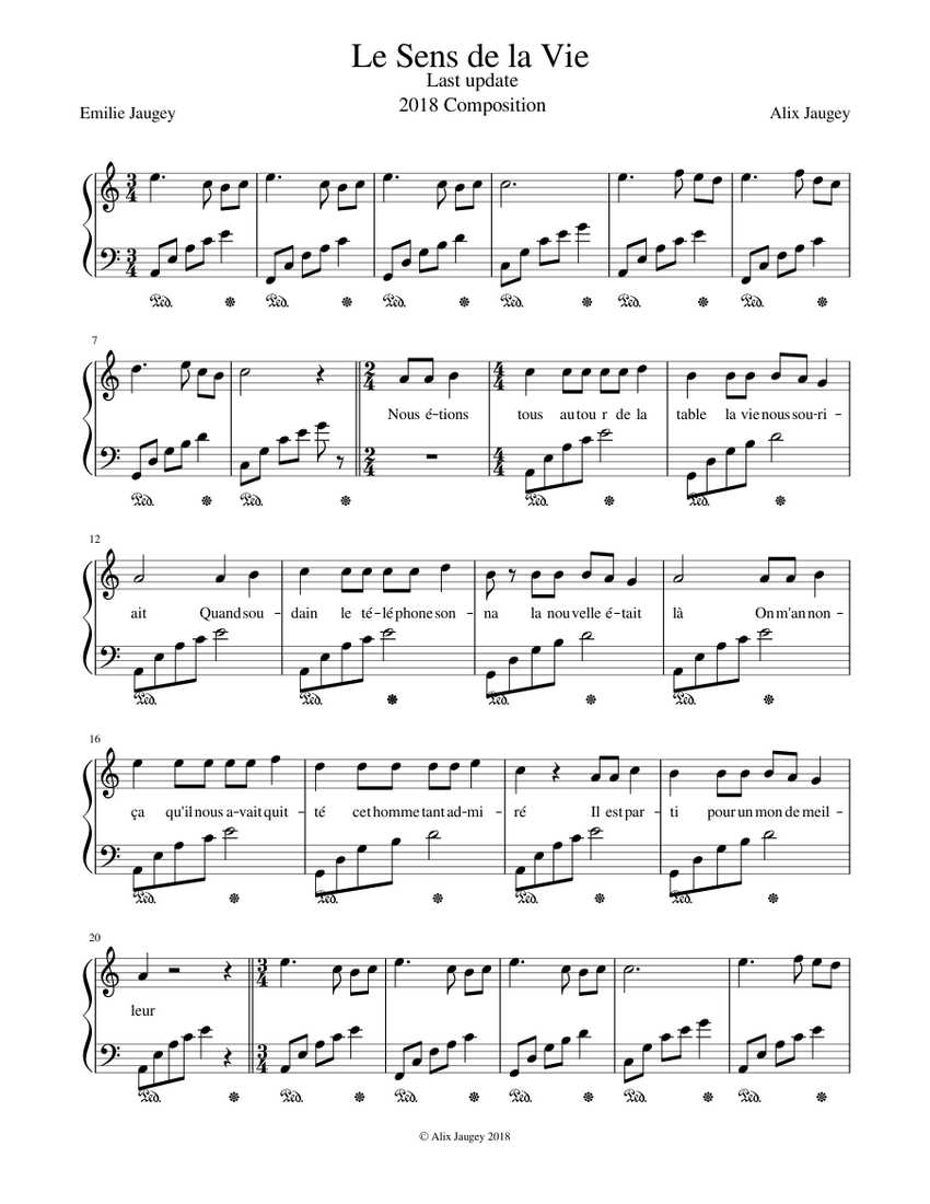 Le Sens de la Vie Sheet music for Piano (Solo) Easy | Musescore.com